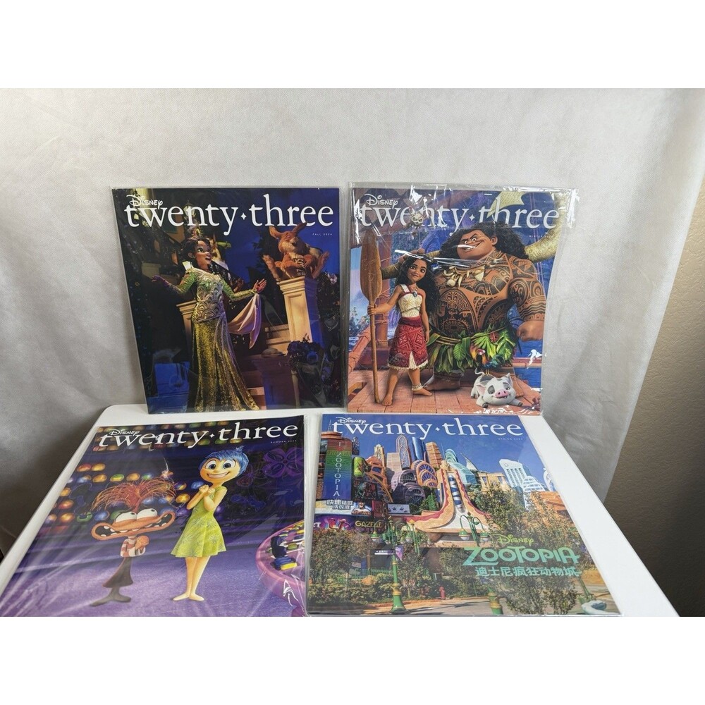 Lot of 4 Disney D23 Twenty-Three Magazines 2024 Moana 2 Tiana Inside Out 2 New